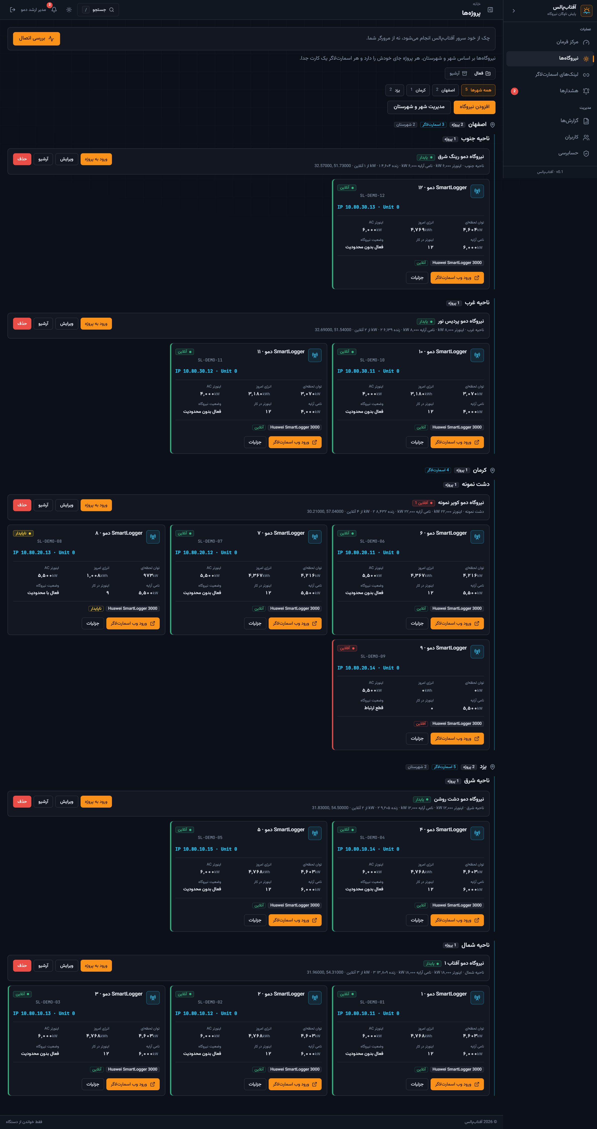 04 — Full plants page with all demo sites